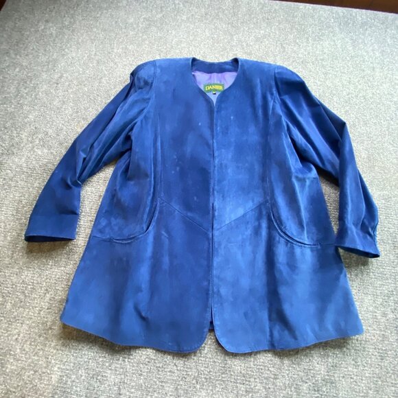 Danier‎ Suede Jacket Womens Small Royal Blue 
Leather Open Front Blazer Classic - Picture 9 of 14